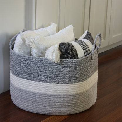 Cotton Rope Blanket Basket Living Room - 20"x13"