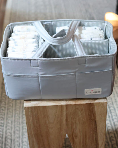 Baby Diaper Caddy Organizer with 8 Pockets & 2 Dividers - Large