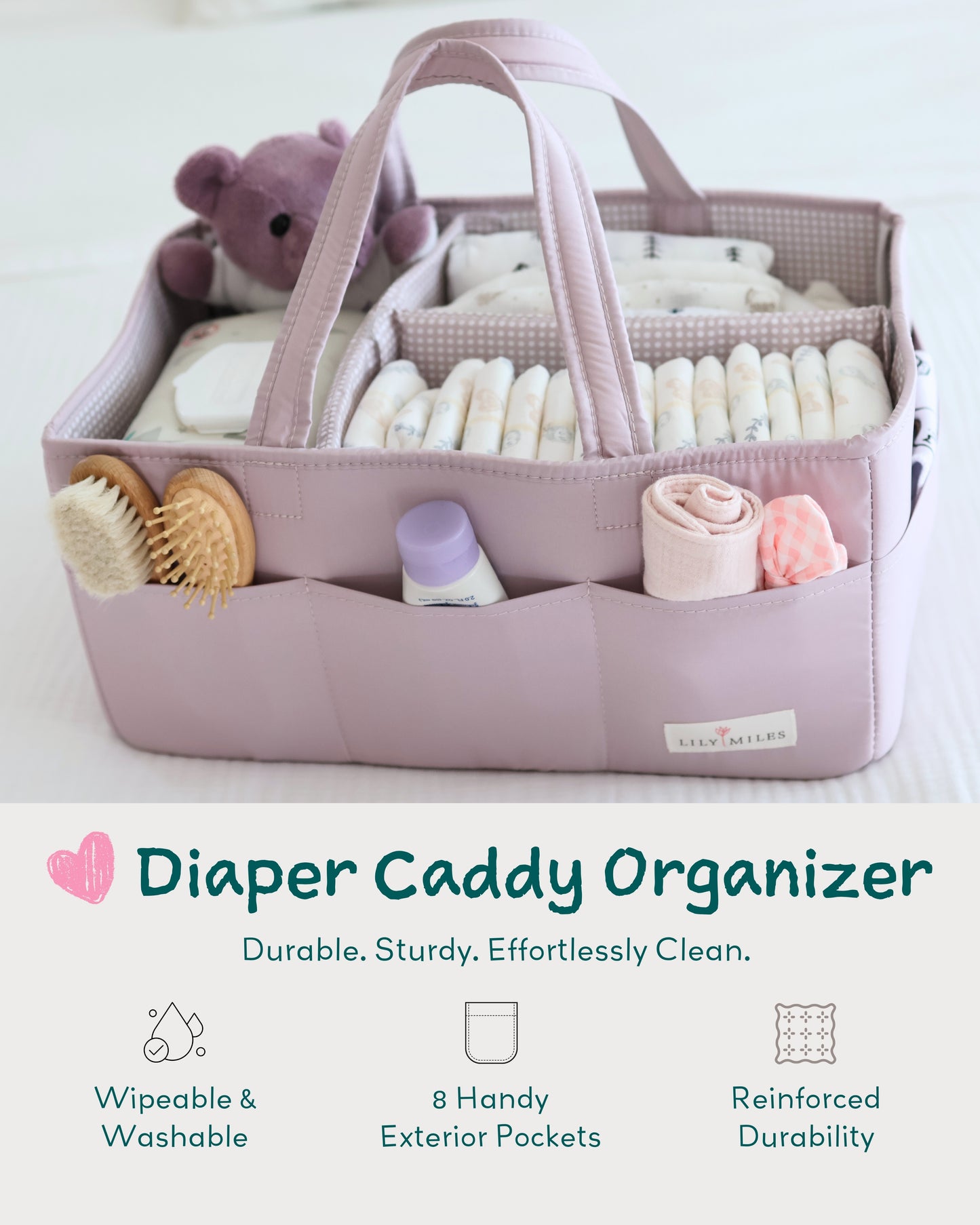 Baby Diaper Caddy Organizer - Rosy Lilac