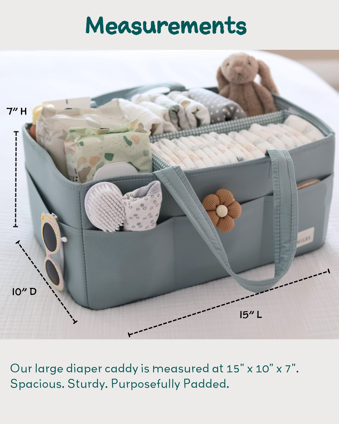 Baby Diaper Caddy Organizer with 8 Pockets & 2 Dividers - Large