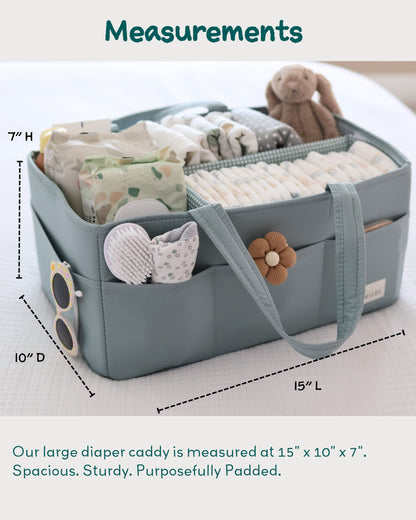 Baby Diaper Caddy Organizer with 8 Pockets & 2 Dividers - Large