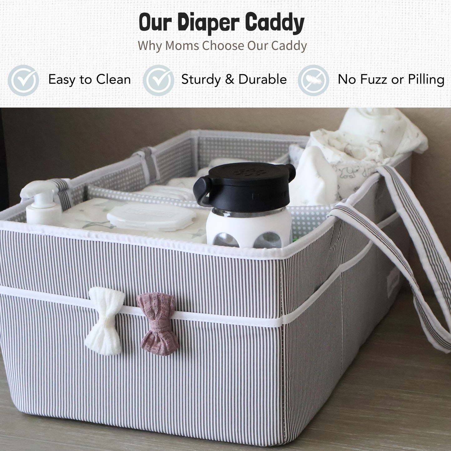 Extra Large Diaper Caddy - Gray/Gray