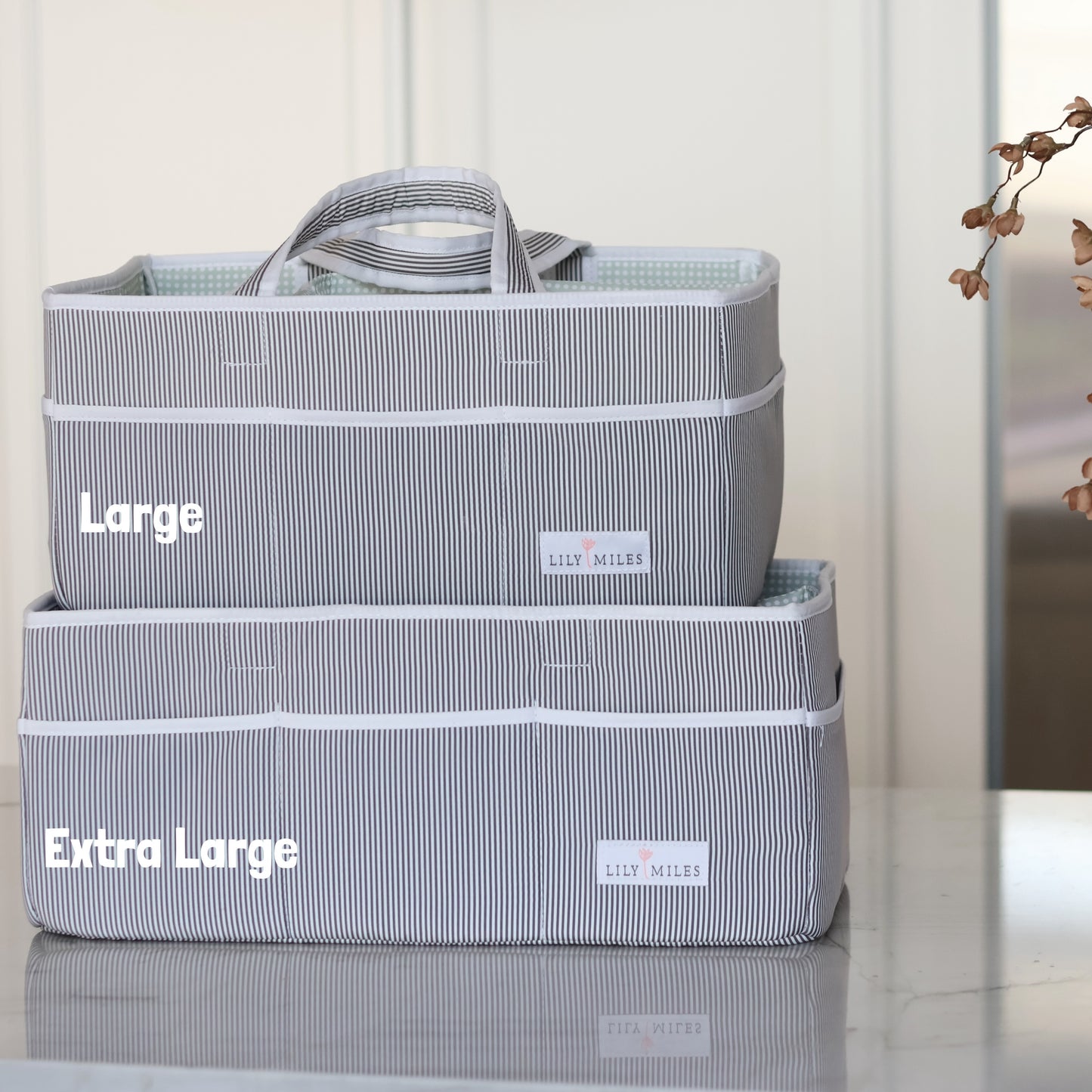 Extra Large Diaper Caddy - Gray/Mint