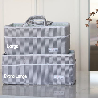 Extra Large Diaper Caddy - Gray/Mint