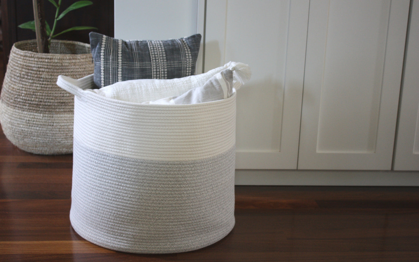 Woven Blanket Storage Basket - 18"x16"