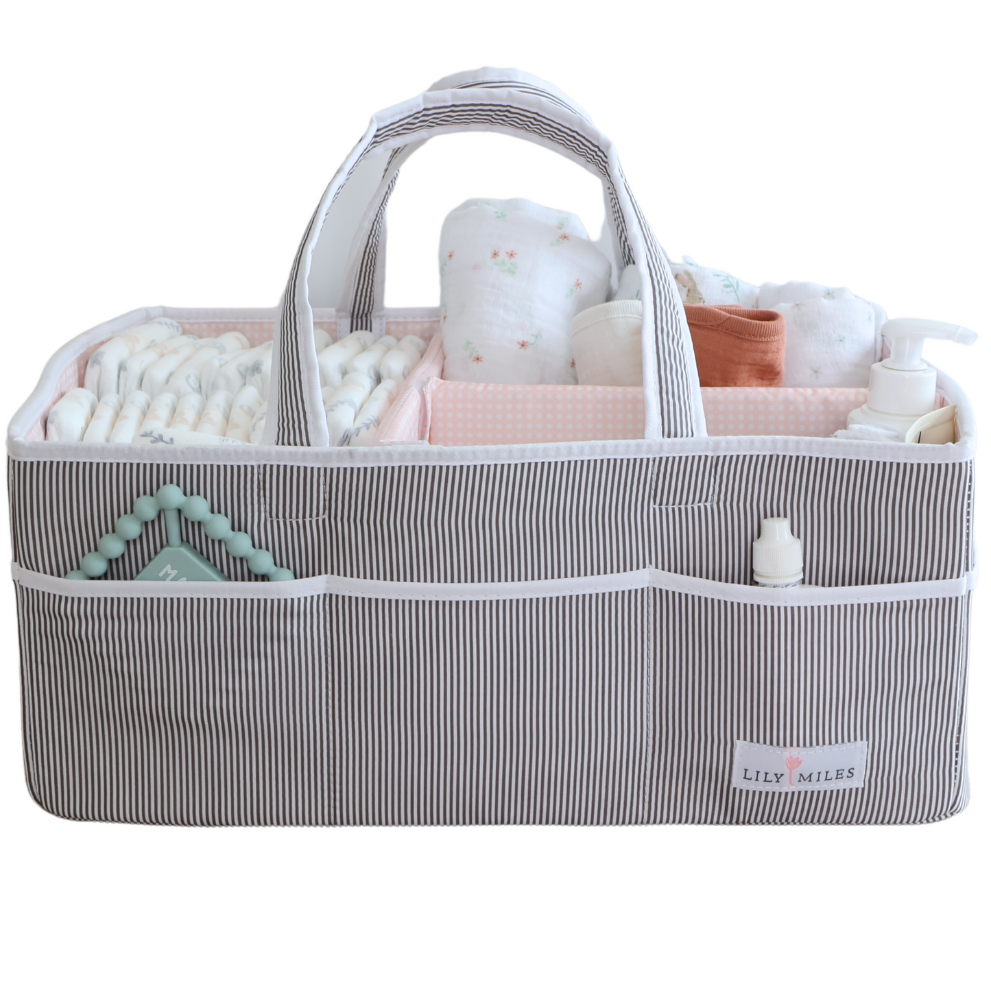 Extra Large Diaper Caddy - Gray/Blush