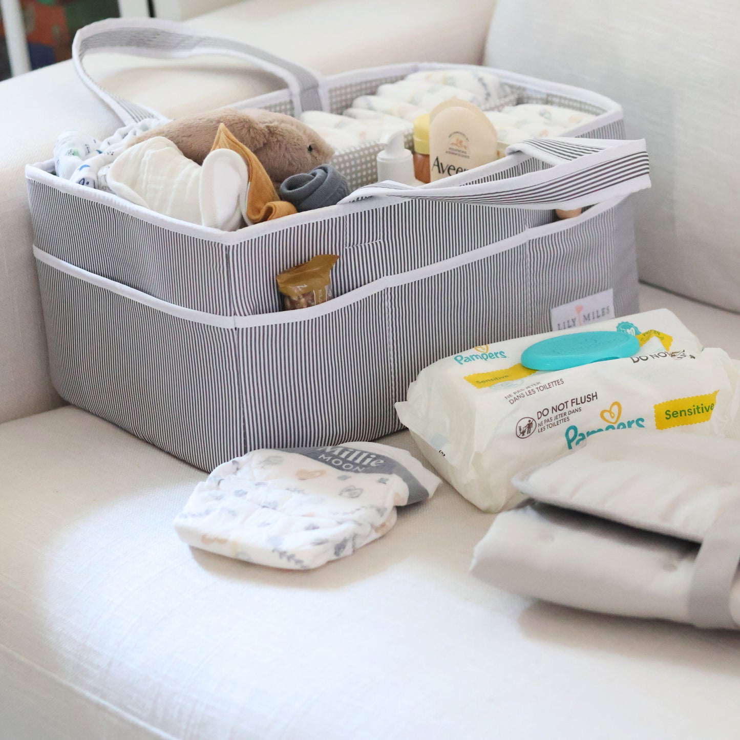 Extra Large Diaper Caddy - Gray/Gray