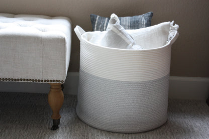 Woven Blanket Storage Basket - 18"x16"