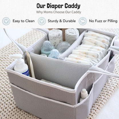 Baby Diaper Caddy Organizer - Gray