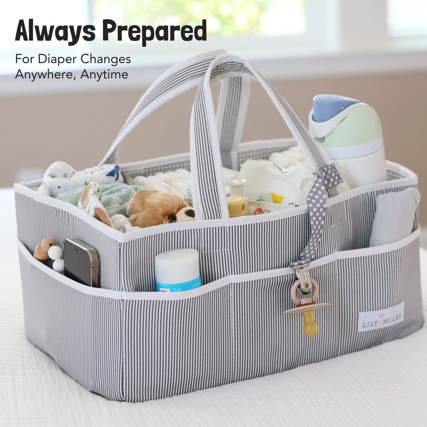 Baby Diaper Caddy Organizer - Gray