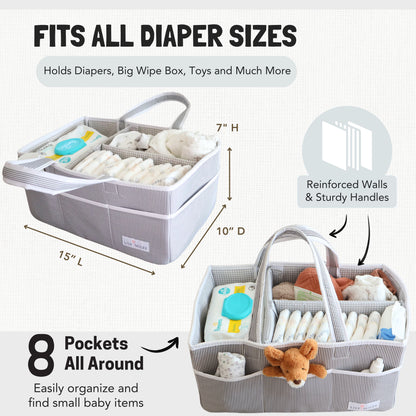 Baby Diaper Caddy Organizer - Gray