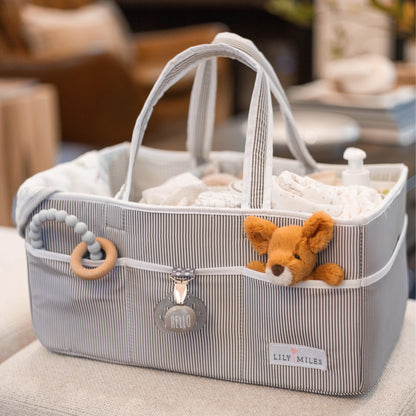 Baby Diaper Caddy Organizer - Gray