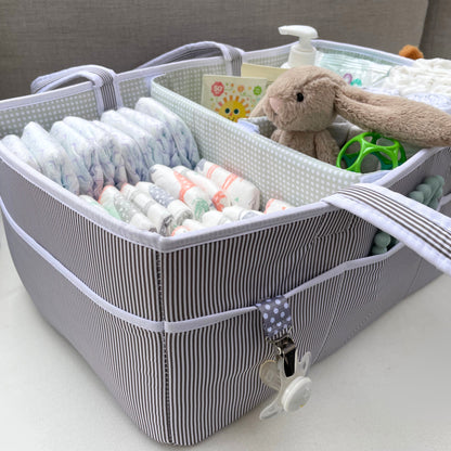 Extra Large Diaper Caddy - Gray/Mint