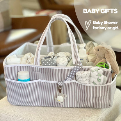 Extra Large Diaper Caddy - Gray/Mint