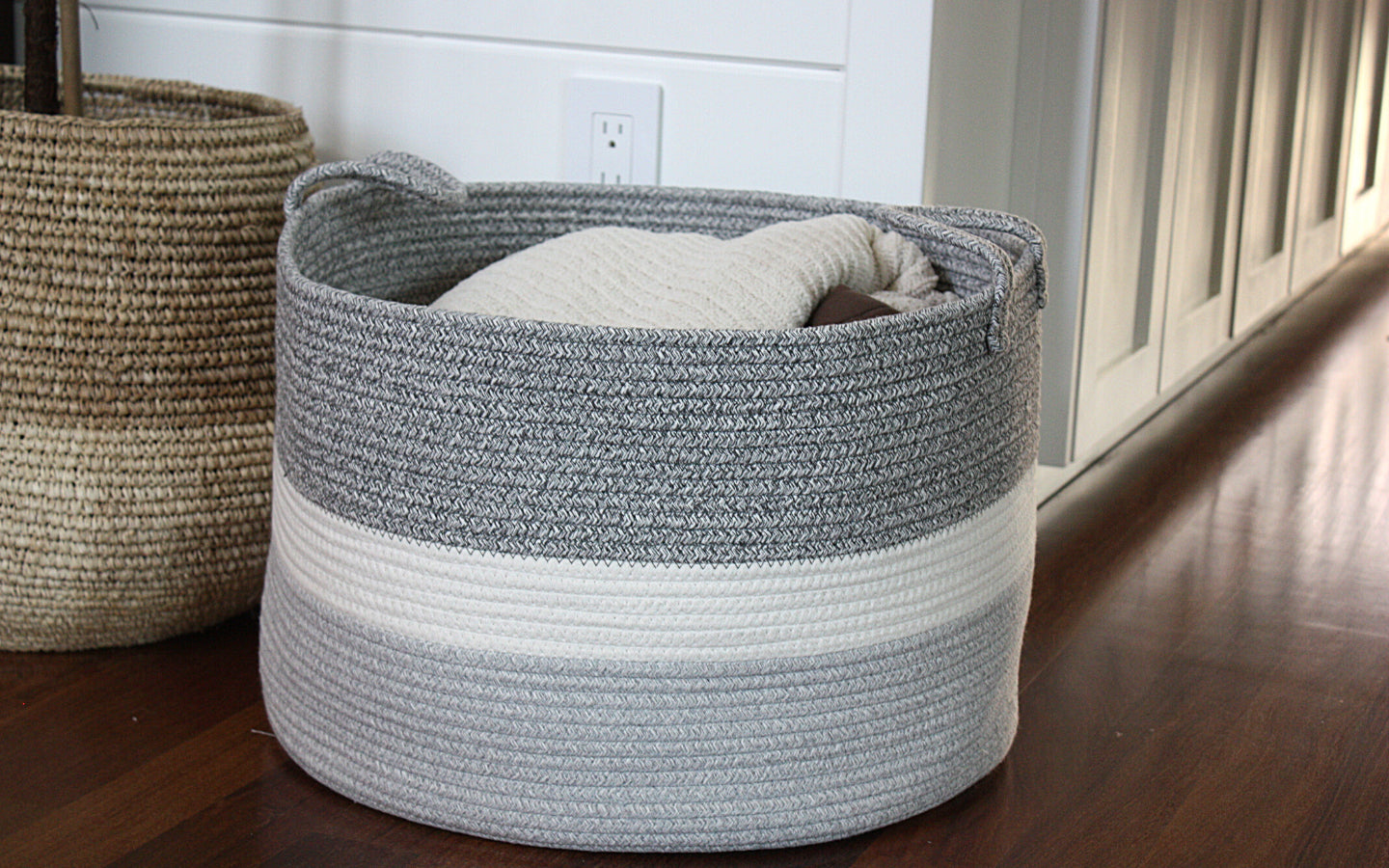 Cotton Rope Blanket Basket Living Room - 20"x13"