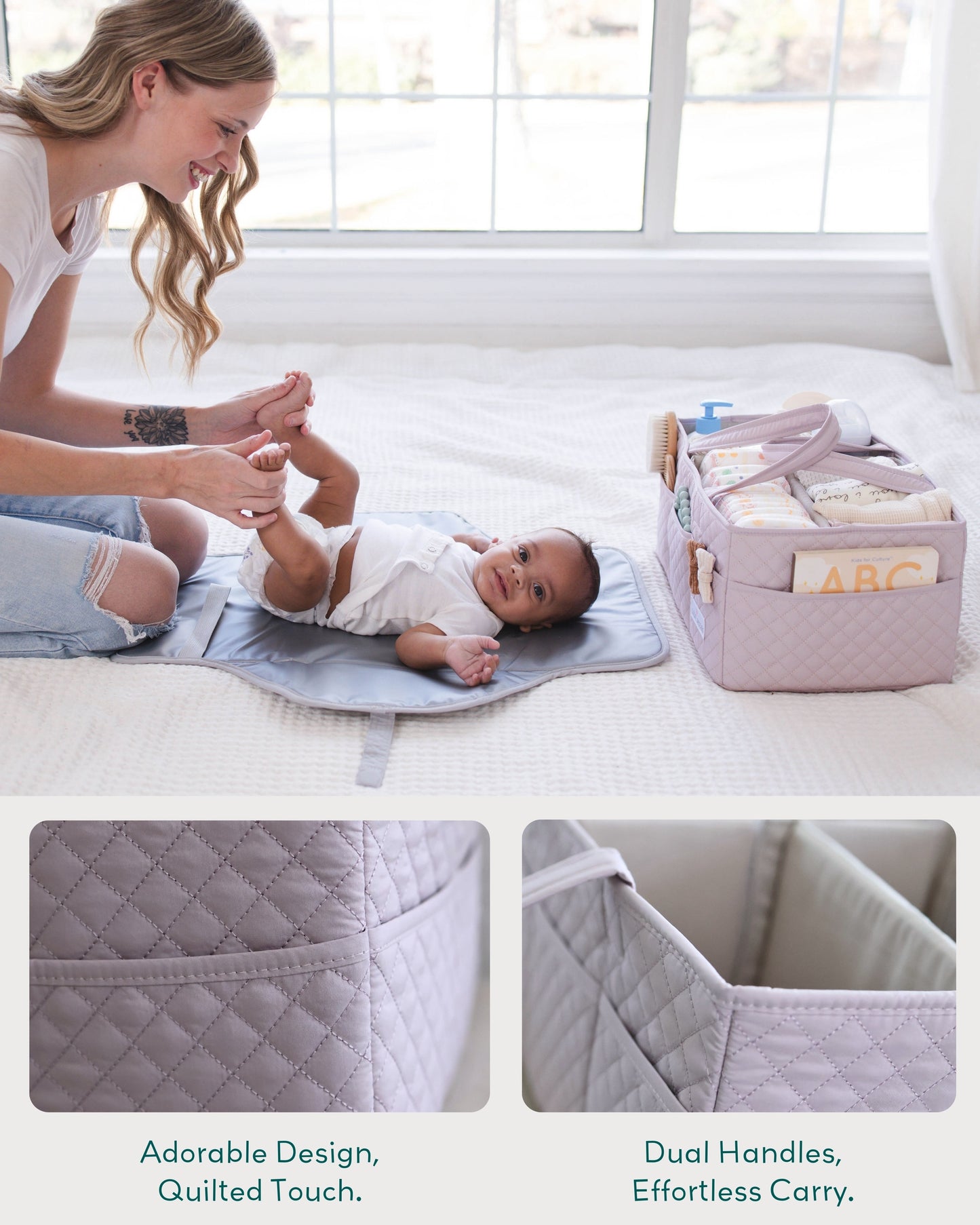 Quilted Diaper Caddy Organizers - Large