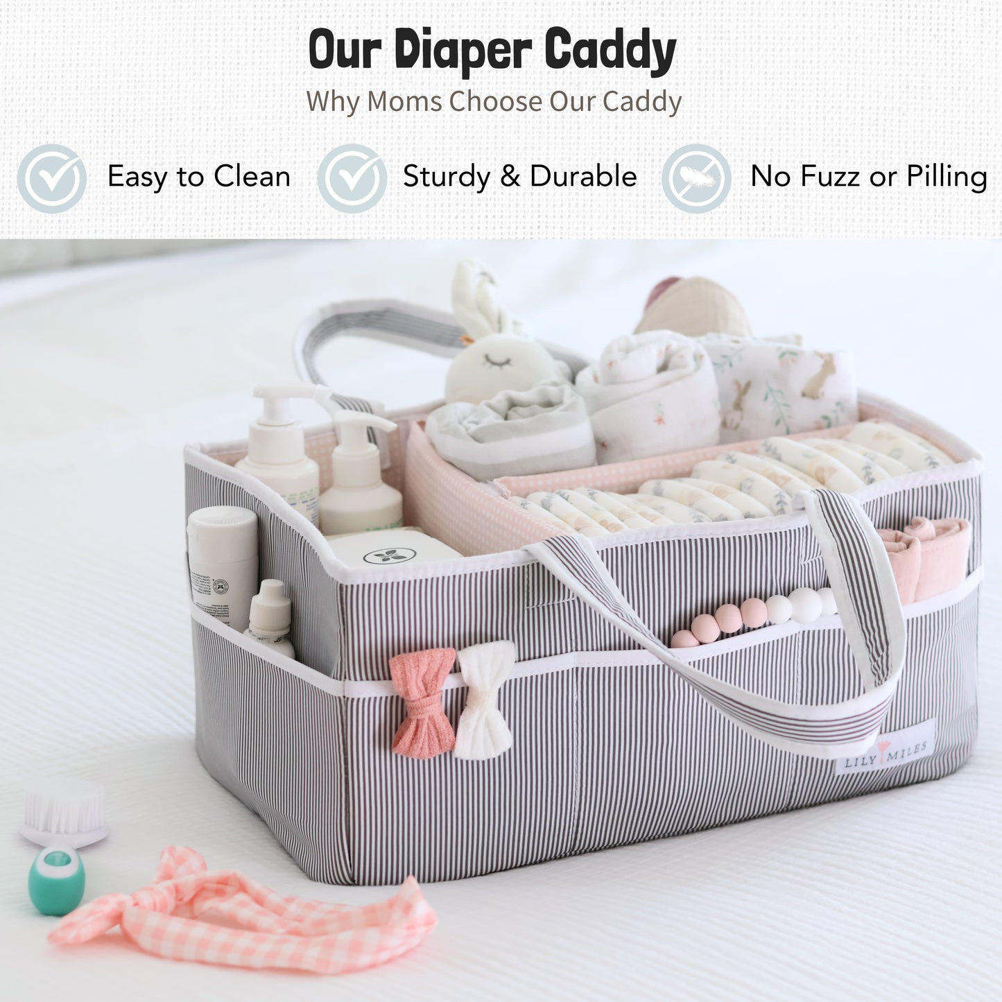 Blush Pink Baby Diaper Caddy