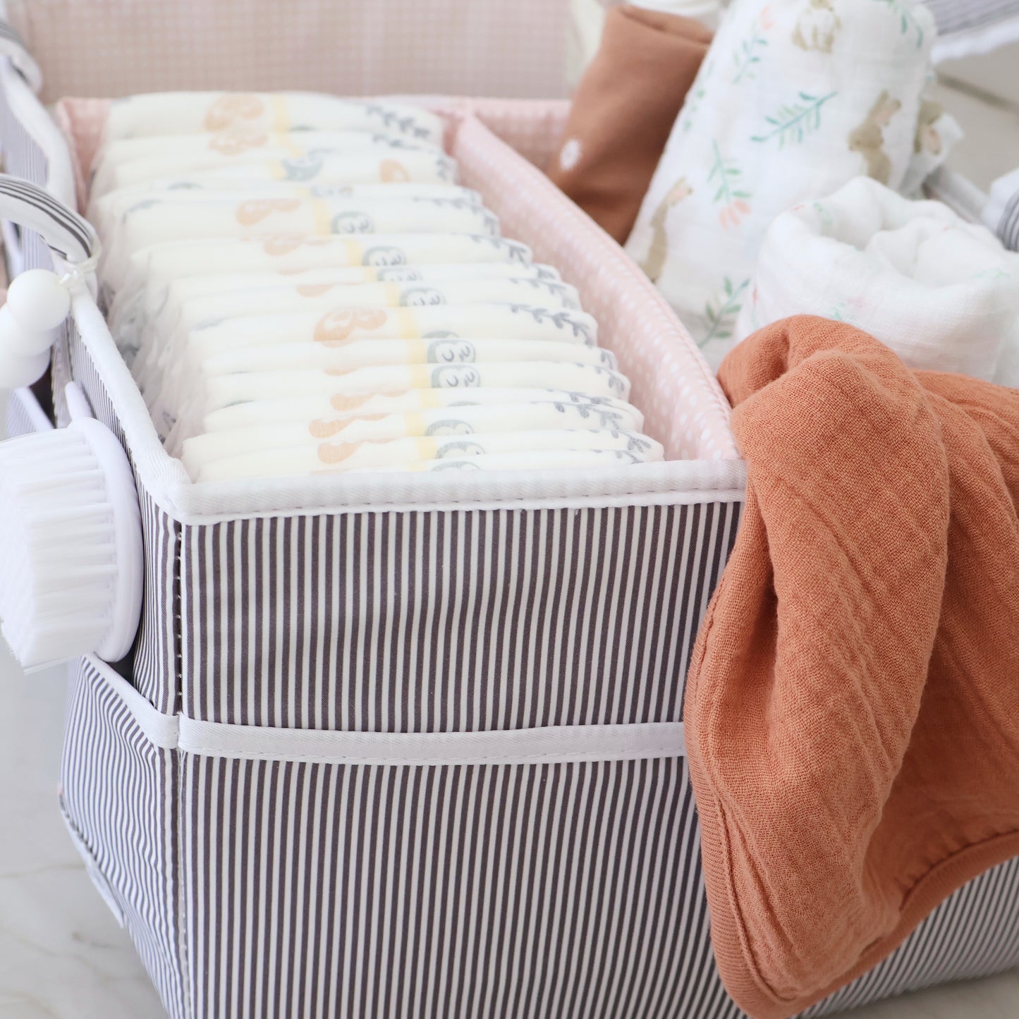 Blush Pink Baby Diaper Caddy