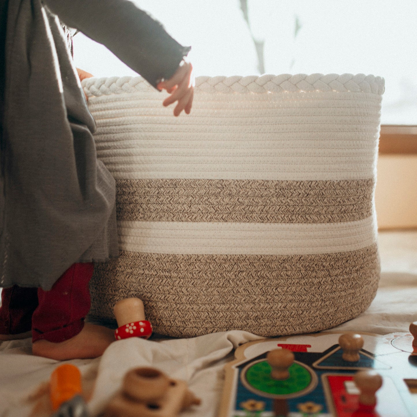 Cotton Rope Basket for Blankets or Toys