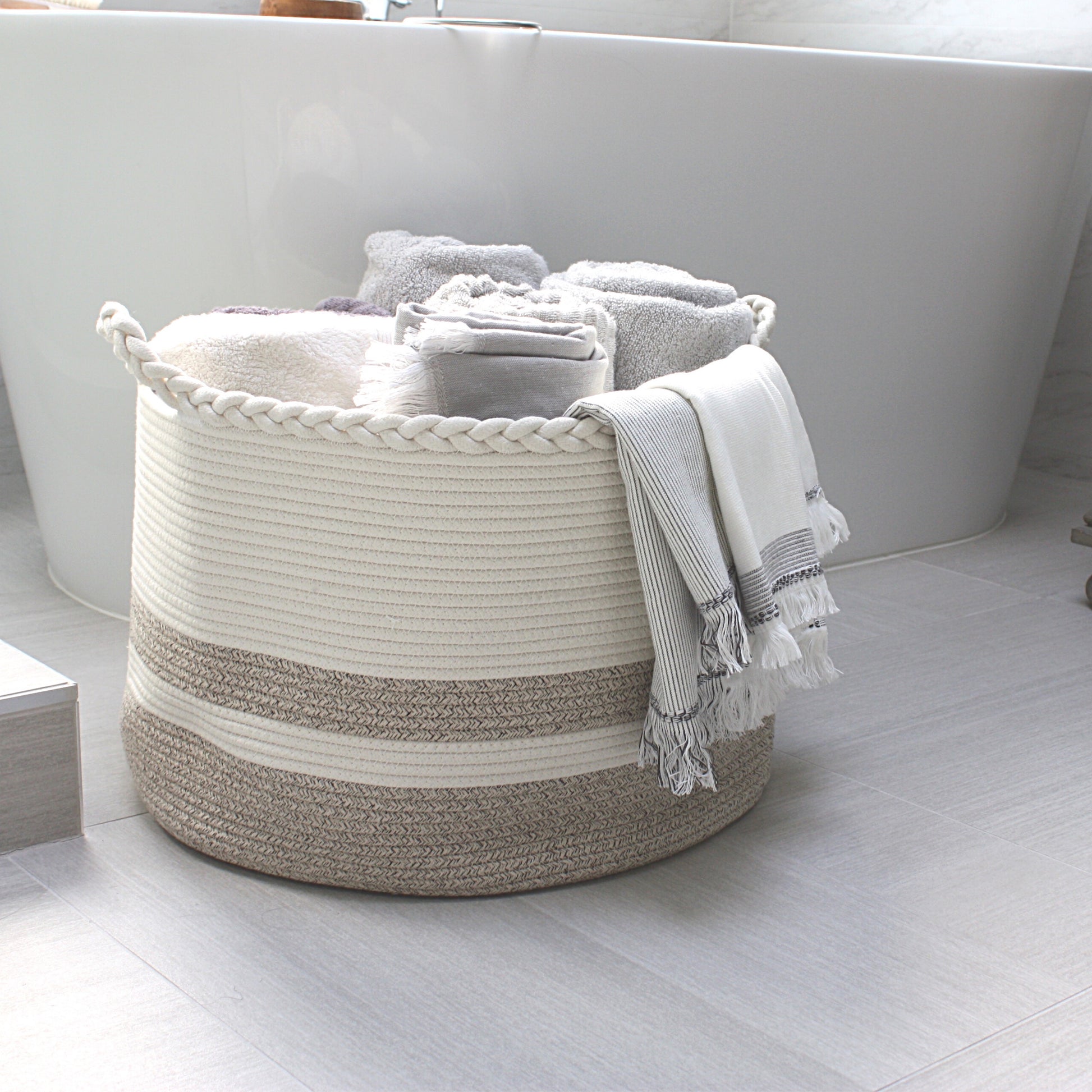 Cotton Rope Woven Desk Storage Basket - Shop Online on roomtery
