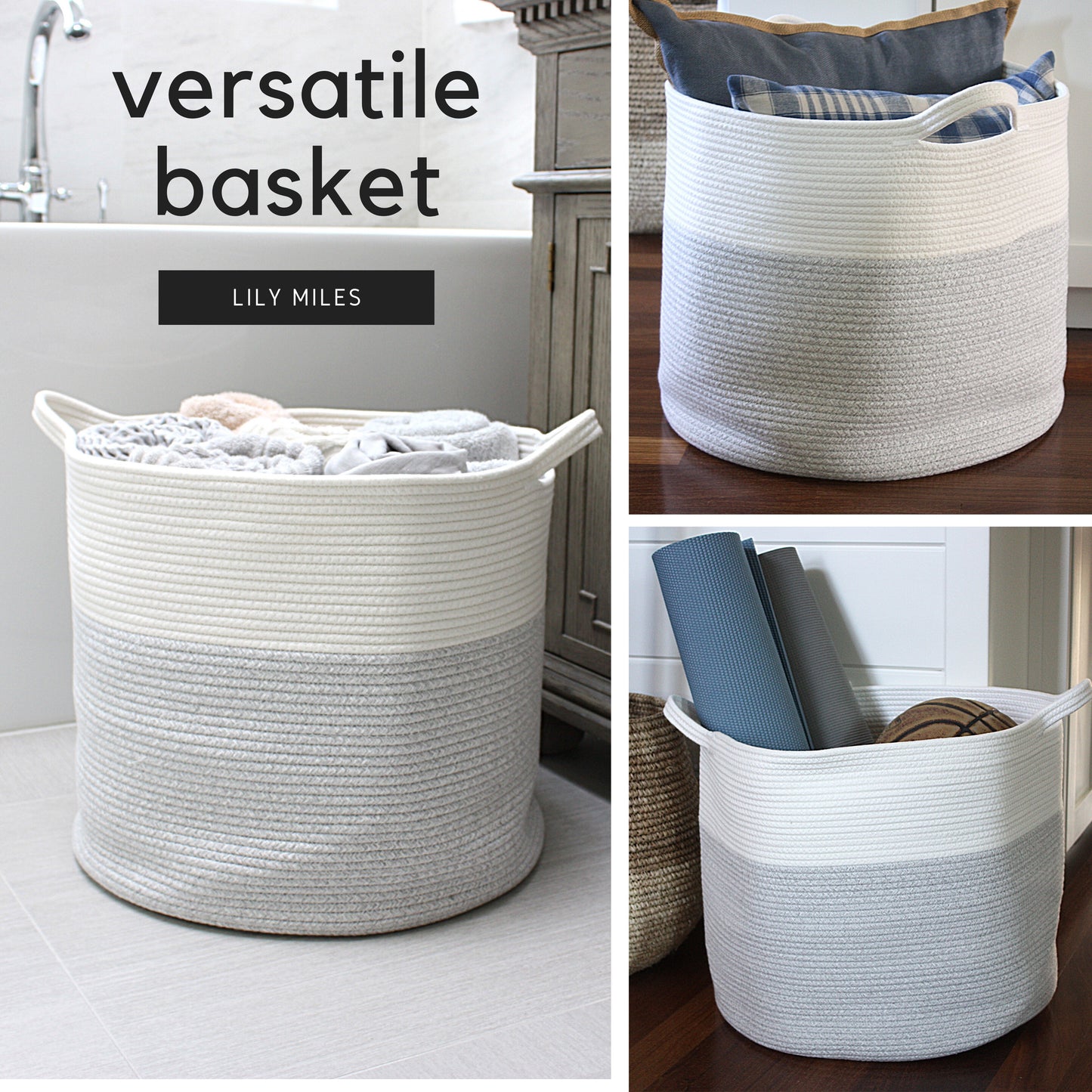 Woven Blanket Storage Basket - 18"x16"
