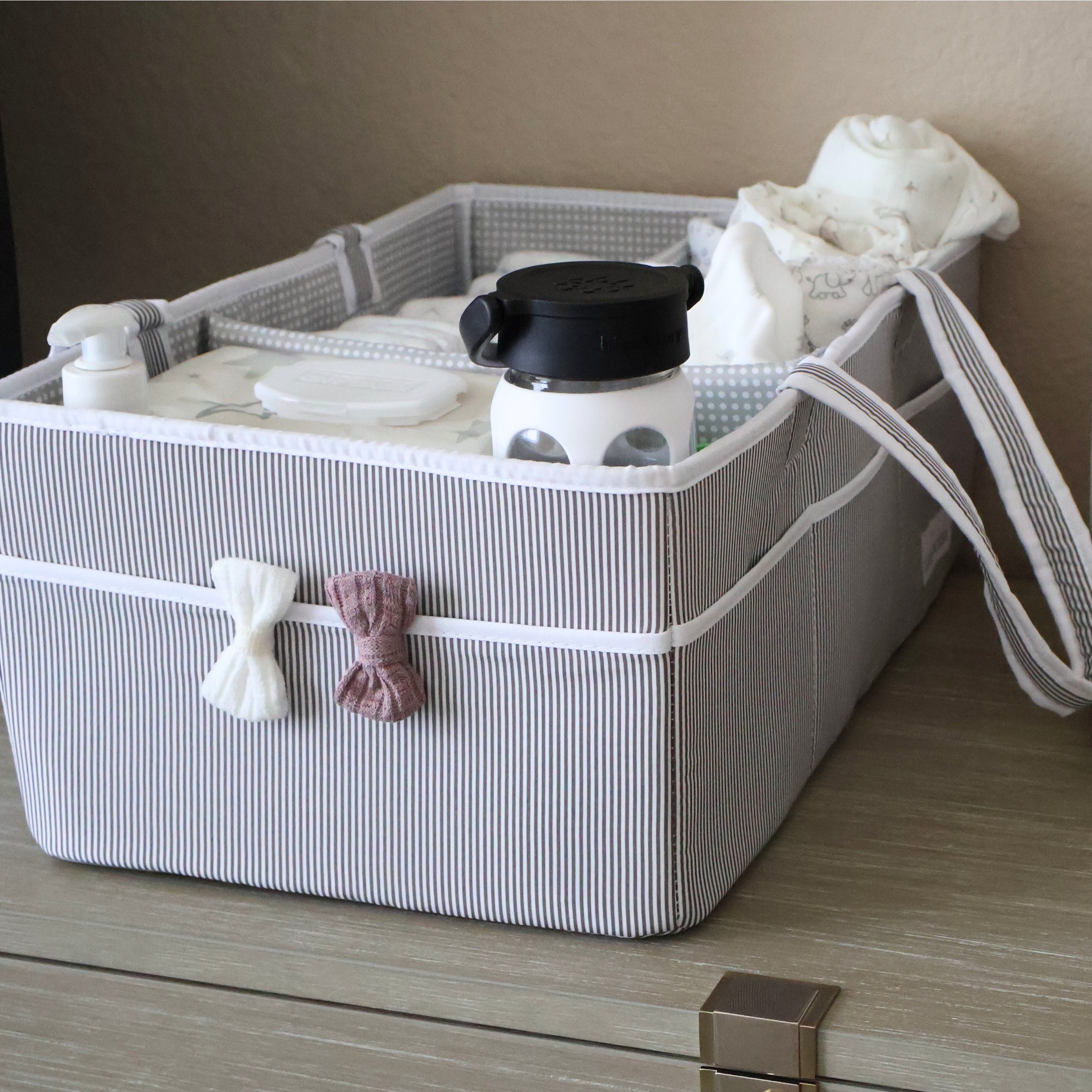 Extra Large Diaper Caddy - Gray/Mint