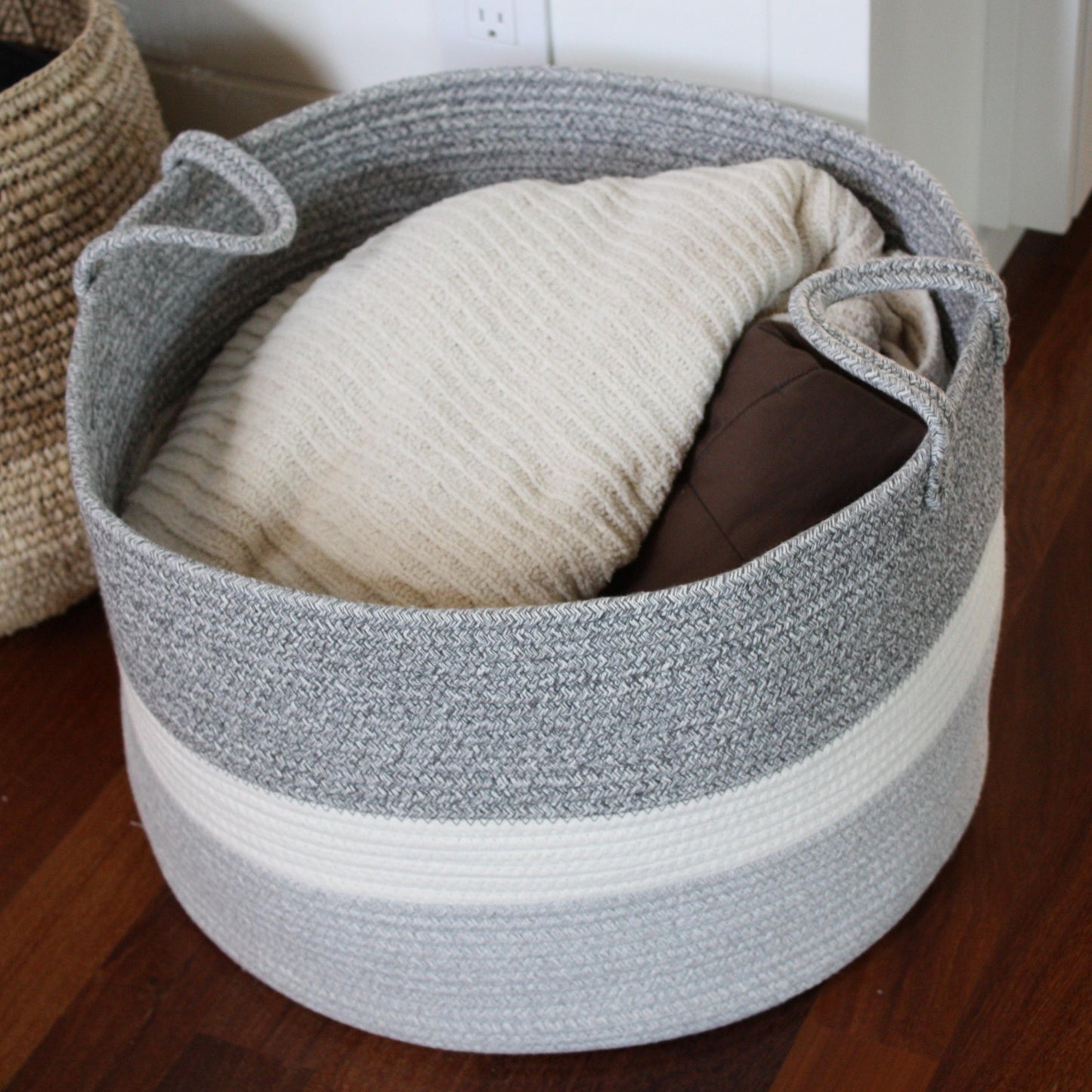 Cotton Rope Blanket Basket Living Room - 20"x13"