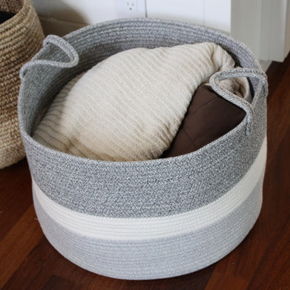 Cotton Rope Blanket Basket Living Room - 20"x13"