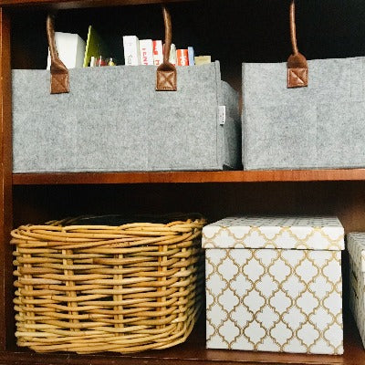 Baby Diaper Caddy - Felt & PU Leather